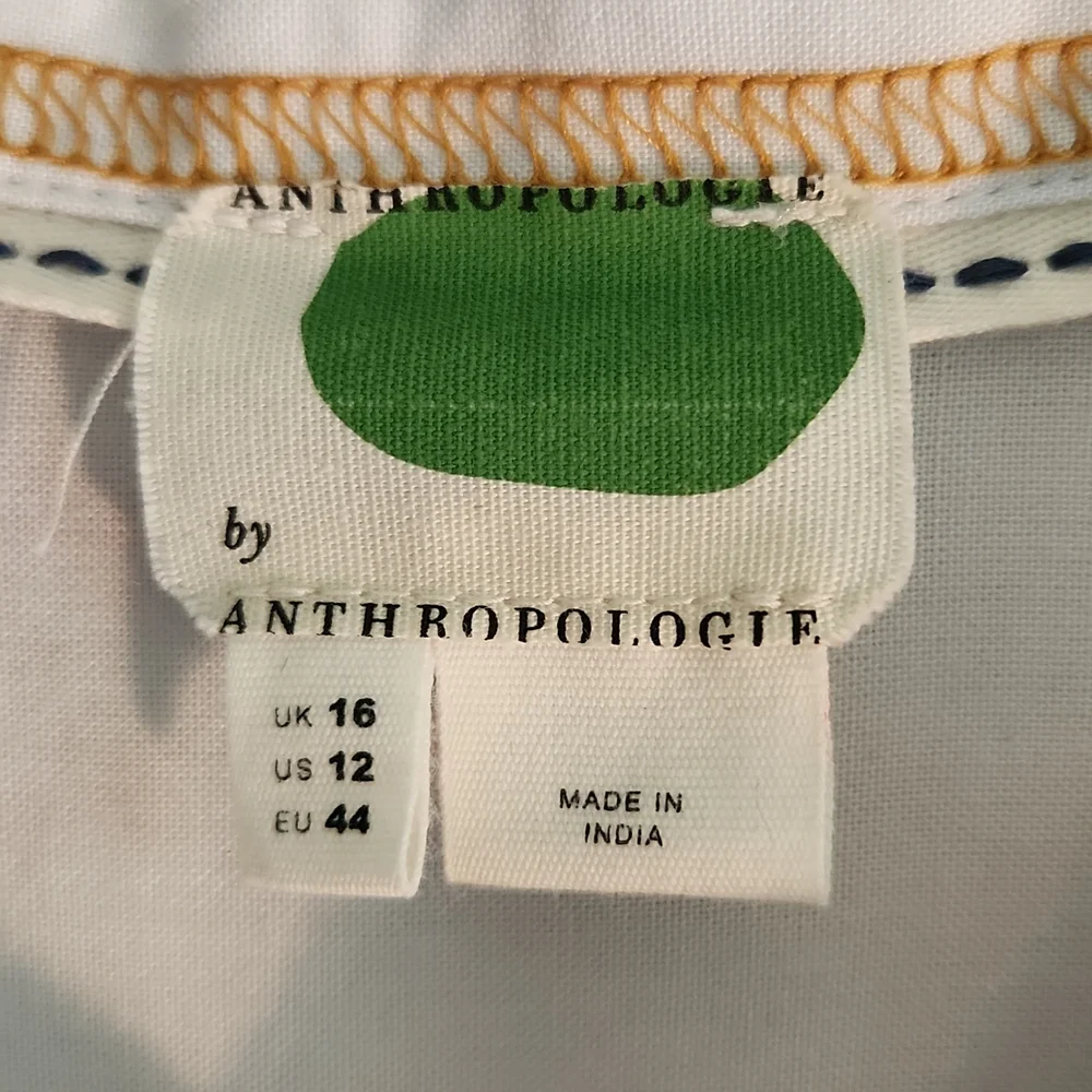 Anthropologie brand floral embroidered buttondown size 12 - Picture 5 of 7